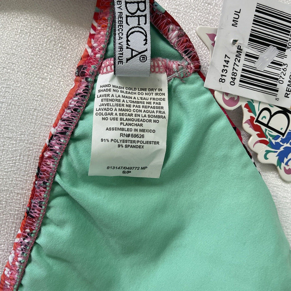 Becca Swim Bikini Top Womens Size S Virtue Triangle Halter Adjustable Tie NWT - Picture 4 of 6